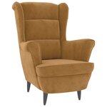 vidaXL Fauteuil à oreilles avec tabouret marron velours