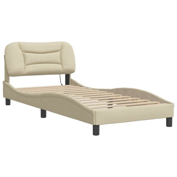 vidaXL Cadre de lit avec tête de lit Crème 80x200 cm Tissu
