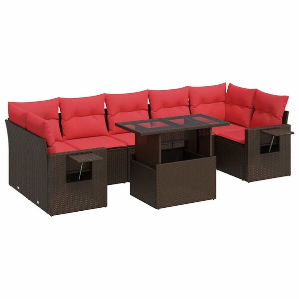 vidaXL Salon de jardin avec coussins 8 Pièces gris résine tressée acacia