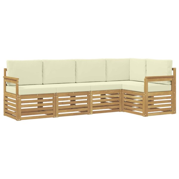vidaXL Ensemble de canapés d'extérieur 5 pc Blanc et crème Polyester