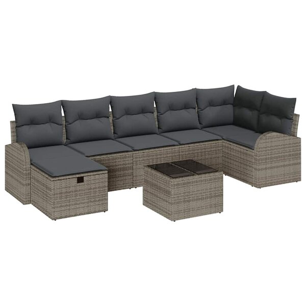 vidaXL Ensemble de canapé de jardin 8 Pièces Gris 289 x 124 x 85 cm