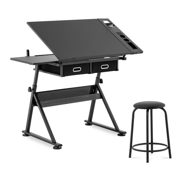 Table à dessin bureau inclinable et réglable en hauteur 115 x 60 cm tabouret compris 14_0003608