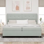 vidaXL Lit à ressorts avec matelas gris clair 200 x 200 cm en velours
