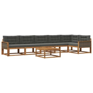 vidaXL Ensemble de canapés d'extérieur 7 Pièces Naturel et Anthracite
