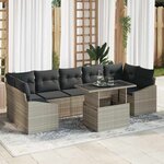 vidaXL Ensemble de canapé de jardin 8 Pièces Gris clair Poly rotin