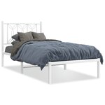 vidaXL Cadre de lit métal sans matelas avec tête de lit blanc 90x190cm