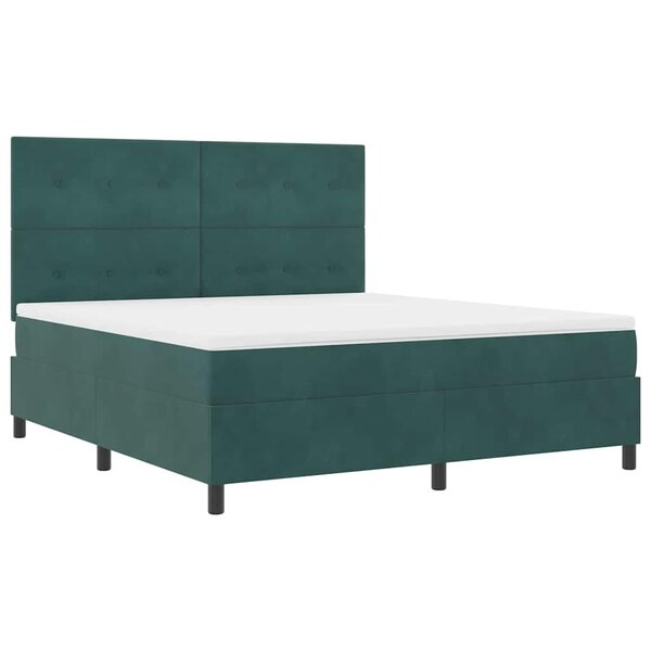 vidaXL Lit à ressorts avec matelas Vert foncé 180 x 200 cm Velours