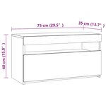 vidaXL Meuble TV avec lumières LED Noir 75x35x40 cm