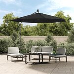 vidaXL Parasol déporté à LED et mât en acier 300 cm Noir