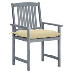 vidaXL Chaises de jardin et coussins lot de 4 Gris Bois acacia massif