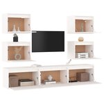 vidaXL Meubles TV 7 Pièces Blanc Bois massif de pin