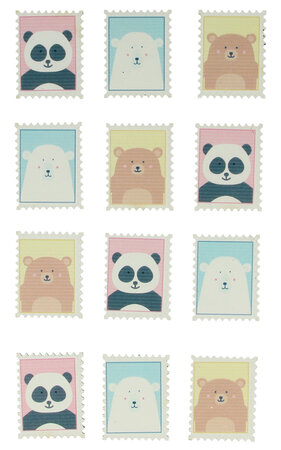 Stickers adorable timbres bois 12 pièces