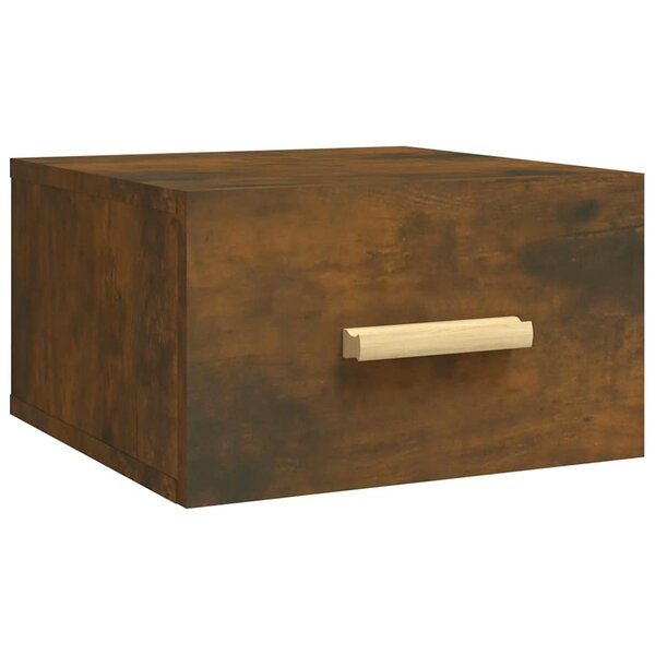 vidaXL Table de chevet murale chêne fumé 35x35x20 cm