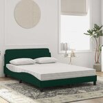 vidaXL Lit avec matelas Dover vert foncé 140x200 cm velours