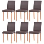 vidaXL Table et chaises 7 Pièces Cuir synthétique Chêne Marron