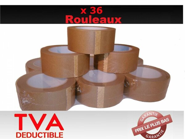 CARTON 36 ROULEAUX SCOTCH ADHESIF HAVANE RUBAN 50 X 100 M EMBALLAGE