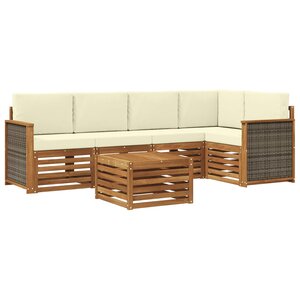 vidaXL Ensemble de canapé d'angle avec coussin 5 Pièces Naturel et Crème