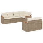 vidaXL Salon de jardin avec coussins 7 Pièces beige résine tressée