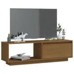vidaXL Meuble TV Marron miel 110x30x33 5 cm Bois de pin massif