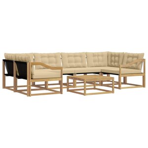 vidaXL Ensemble de canapés d'extérieur 7 pc Blanc et Beige