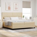 vidaXL Lit à ressorts avec matelas Crème 200 x 200 cm tissu