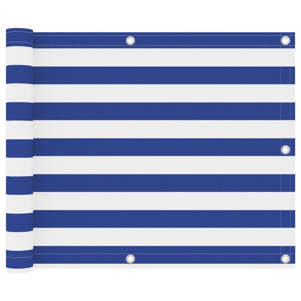 vidaXL Écran de balcon Blanc et bleu 75x500 cm Tissu Oxford