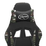 vidaXL Chaise de jeu pivotante repose-pied Noir camouflage Similicuir
