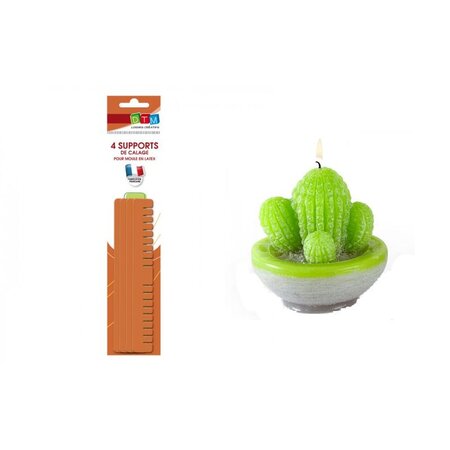 Moule à bougie Cactus en latex + supports de calage