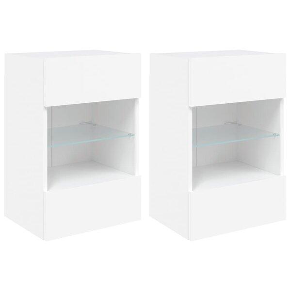 vidaXL Meubles TV muraux avec lumières LED 2 Pièces blanc 40x30x60 5 cm