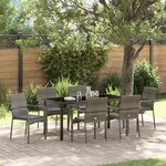 vidaXL Ensemble de salle à manger pour jardin 7 Pièces Gris Poly rotin