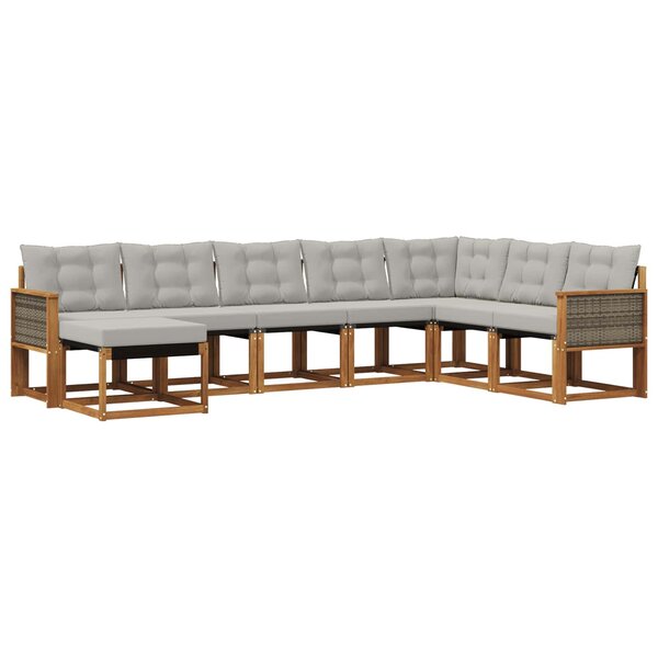 vidaXL Ensemble de canapés d'extérieur 8 Pièces Naturel et Gris clair