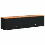 vidaXL Boîte de rangement de jardin noir résine tressée bois d'acacia