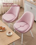 Lot de 2 chaises salle à manger supportant jusqu’à 120 kg coussin rembourré 55 cm d’épaisseur pieds évasés pour bureau salon rose 12_0006217