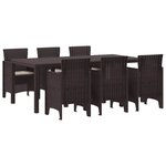 vidaXL Ensemble de salle à manger pour jardin 7 Pièces Marron