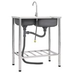 vidaXL Évier de camping Double lavabo avec robinet Acier inoxydable