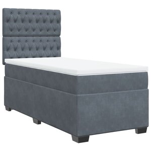 vidaXL Sommier à lattes de lit et matelas Gris foncé 90x200 cm Velours