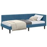 vidaXL Cadre de lit d'angle Bleu 100 cm x 200 cm tissu