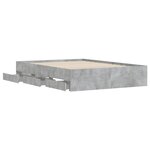 vidaXL Cadre de lit avec tiroirs sans matelas gris béton 120x190 cm
