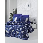 Parure de lit - housse de couette 220 x 240 + 2 taies d'oreiller 60 x 60 coton renforcé - Bleu