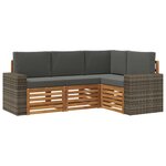 vidaXL Ensembles de canapés avec coussin 4 Pièces Bois d'Acacia Massif