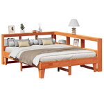 vidaXL Lit bibliothèque sans matelas cire marron 140x200 cm pin massif