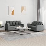 vidaXL Ensemble de canapés 2 Pièces avec coussins Gris foncé Tissu