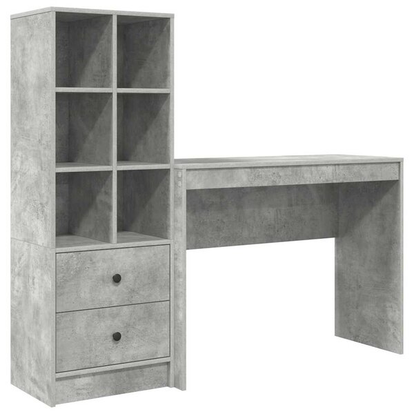 vidaXL Bureau avec tiroir 2 Pièces Gris béton