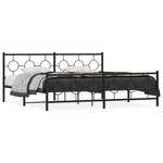 vidaXL Cadre de lit métal avec tête de lit/pied de lit noir 193x203 cm
