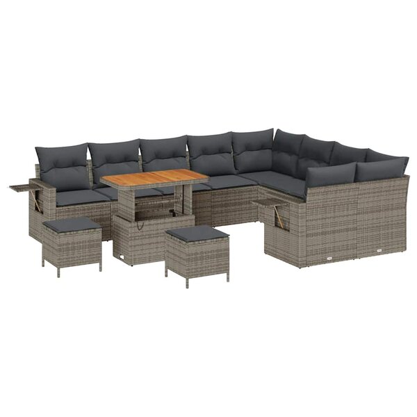 vidaXL Ensemble de canapé de jardin 12 Pièces Gris polyrotin
