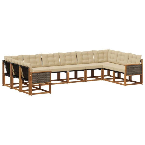 vidaXL Ensemble de canapés d'extérieur 10 Pièces Naturel et Beige