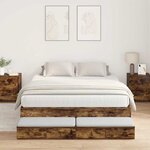 vidaXL Cadre de lit avec rangement Chêne fumé 226 5 x 140 x 31 5 cm