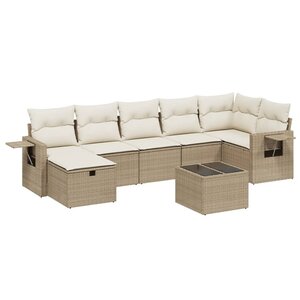 vidaXL Salon de jardin avec coussins 8 Pièces beige résine tressée