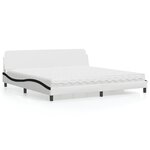 vidaXL Lit avec matelas blanc et noir 200x200 cm similicuir