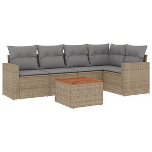 vidaXL Salon de jardin avec coussins 6 Pièces beige résine tressée